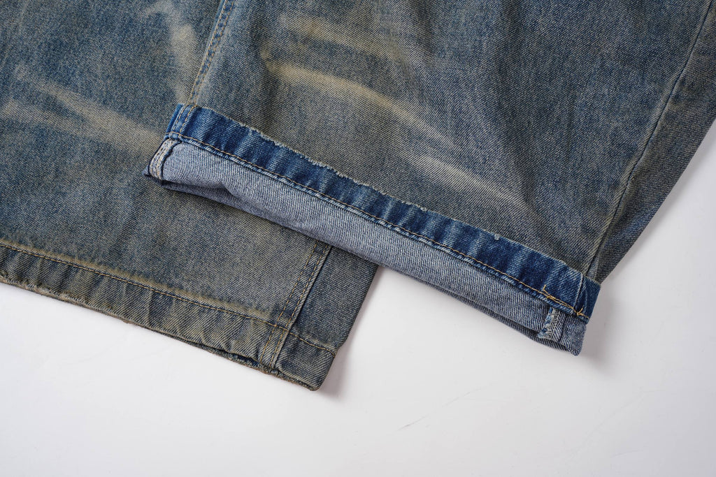 Omirad Vintage Whiskered Wide-Leg Jeans
