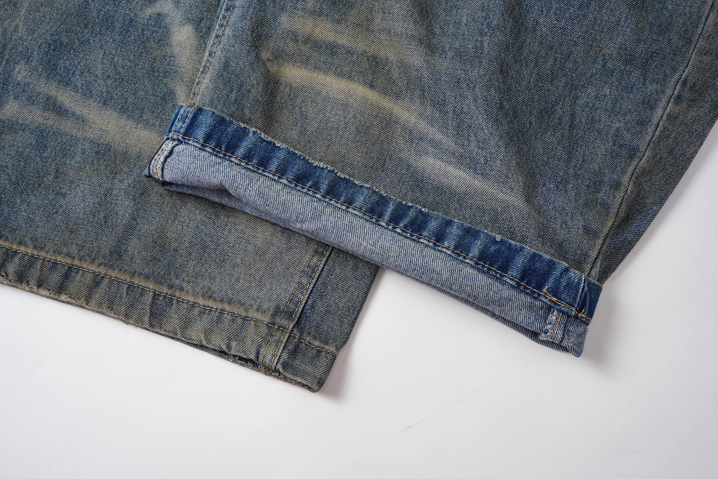 Omirad Vintage Whiskered Wide-Leg Jeans