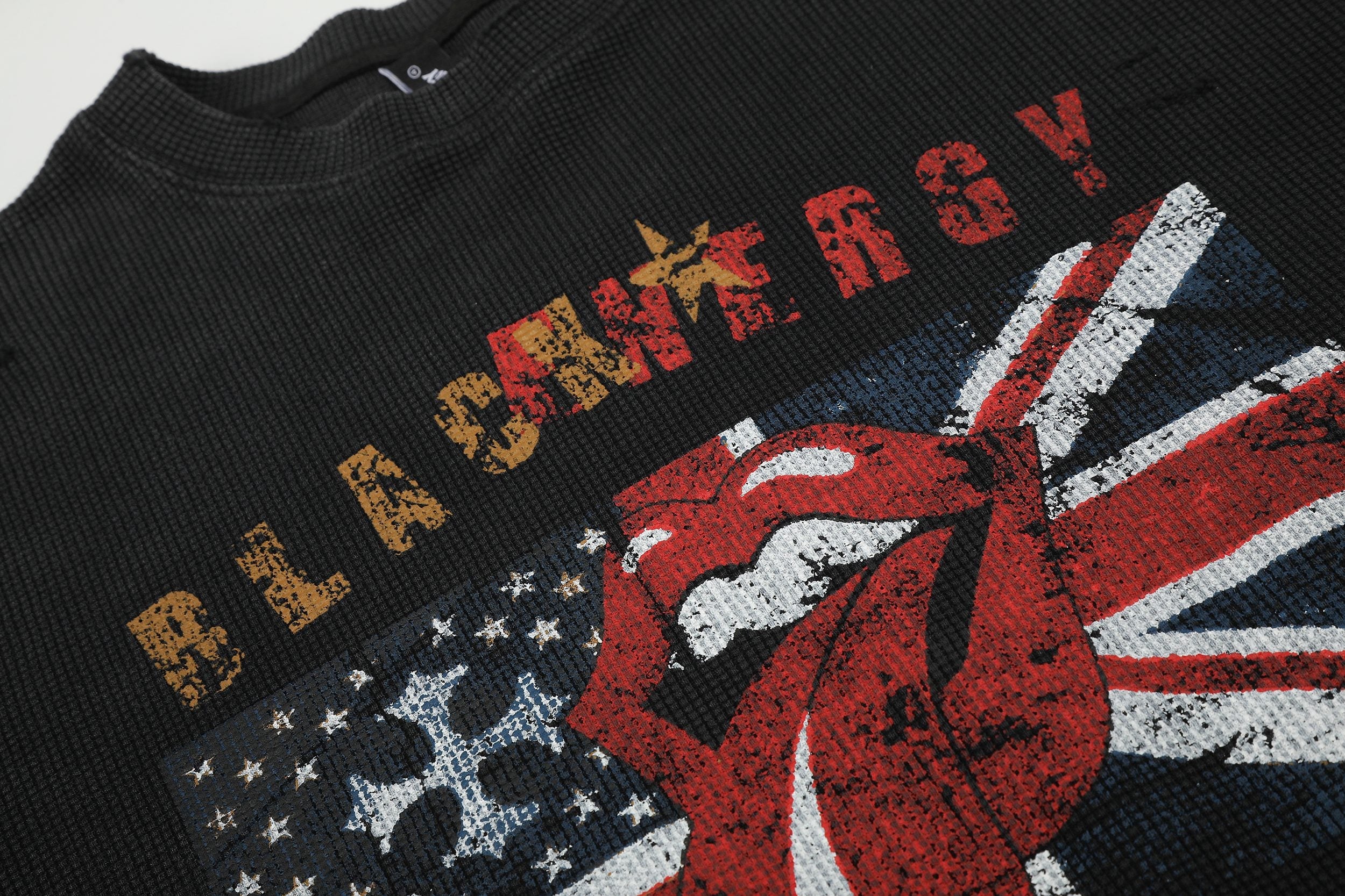Omirad Vintage Graphic Waffle Long Sleeve Tee