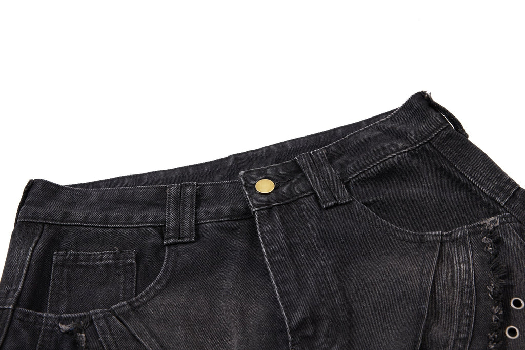 Omirad Distressed Panel Wide-Leg Denim Jeans