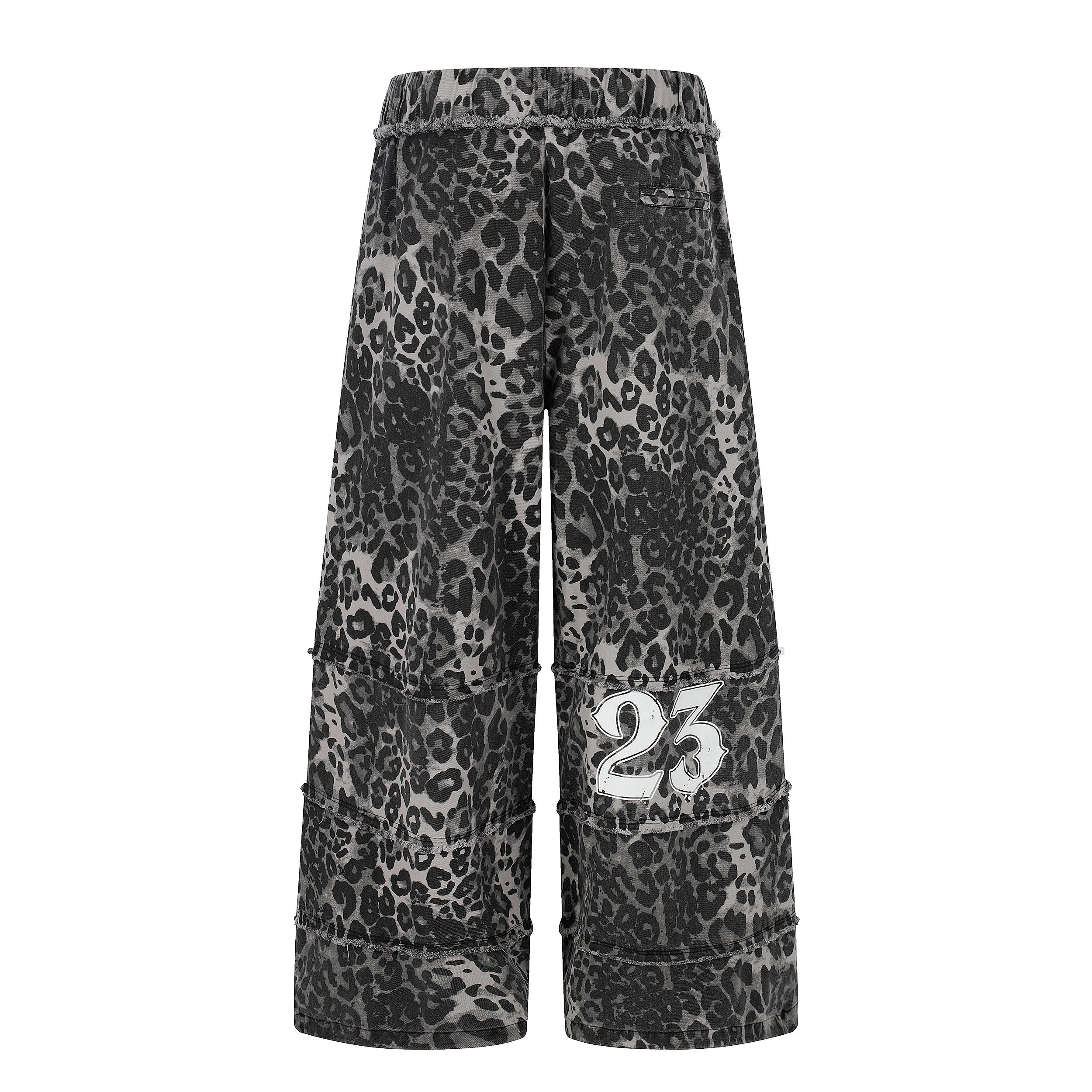 Omirad Leopard Patchwork Wide-Leg Pants