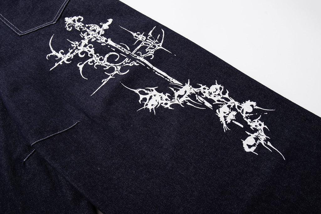 Omirad Gothic Script Wide-Leg Jeans