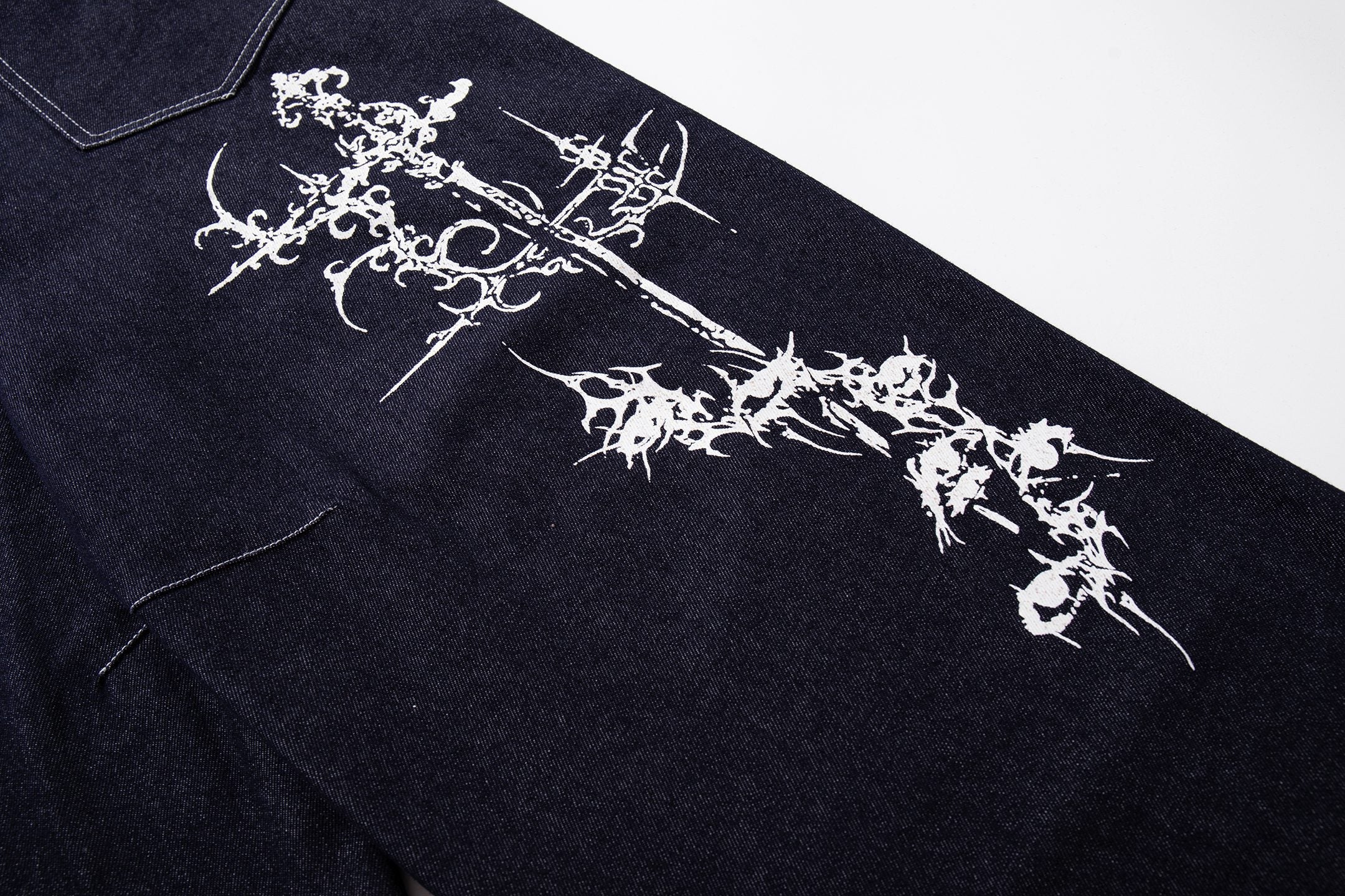 Omirad Gothic Script Wide-Leg Jeans