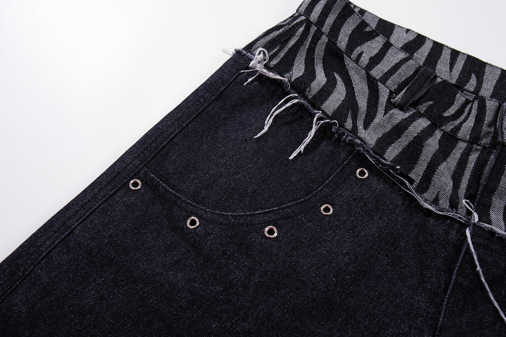 Omirad Layered Zebra Wide-Leg Jeans