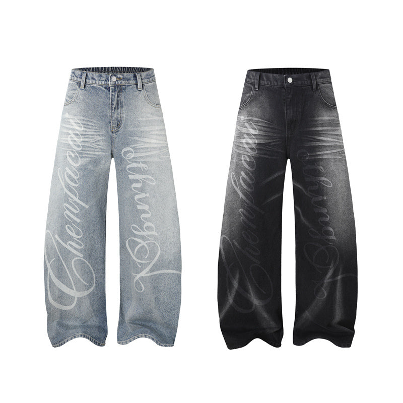 Omirad Script Logo Wide-Leg Jeans