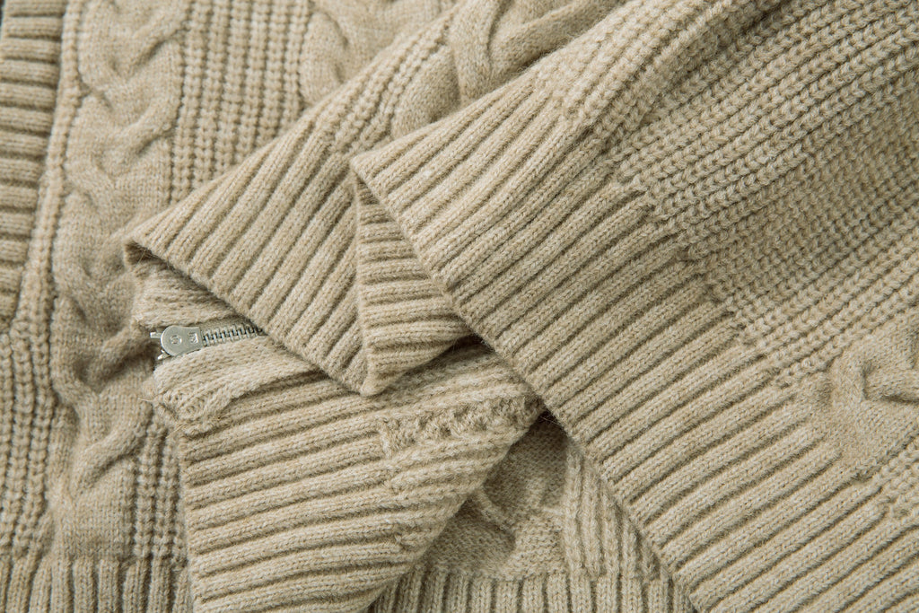 Omirad Cable Knit Zip-Up Sweater Jacket