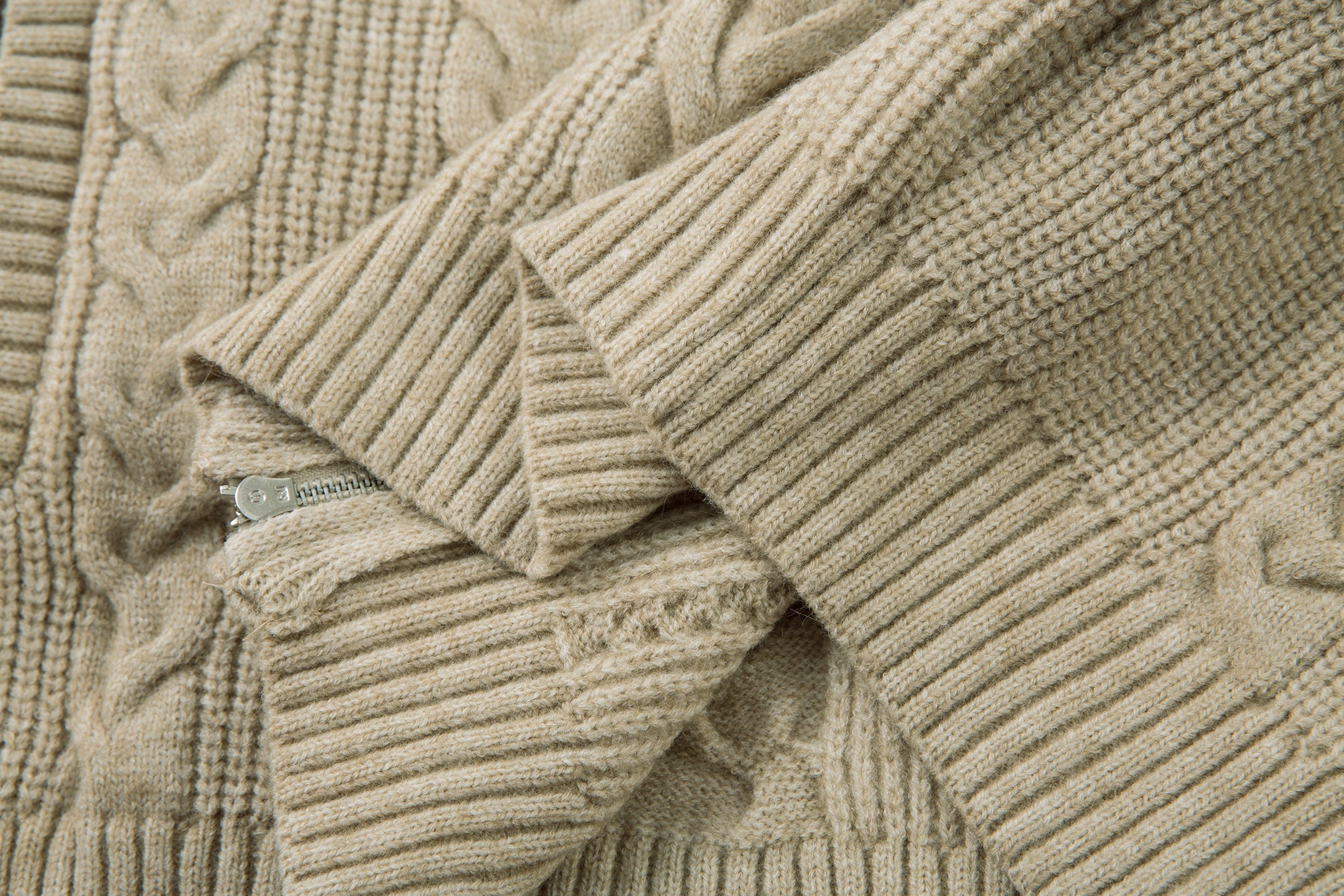 Omirad Cable Knit Zip-Up Sweater Jacket