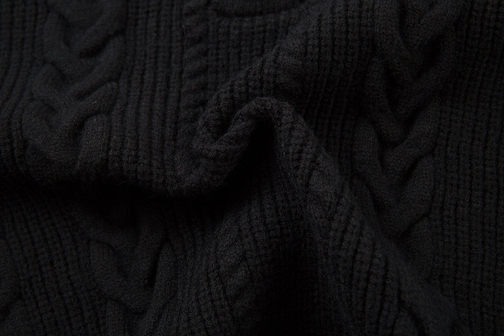 Omirad Vintage Cable Knit Polo Sweater