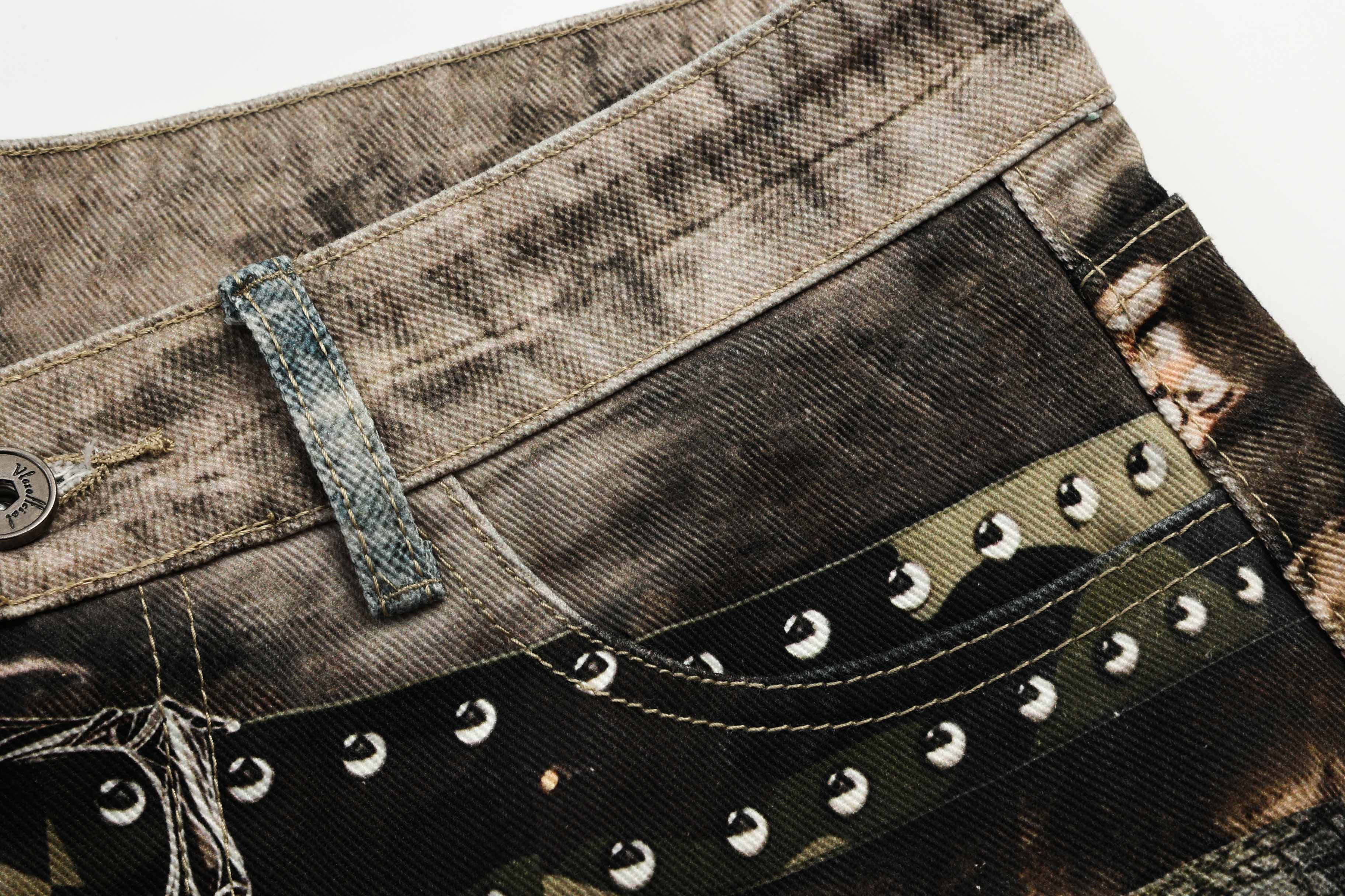 Omirad Vintage Chain Patchwork Wide-Leg Jeans