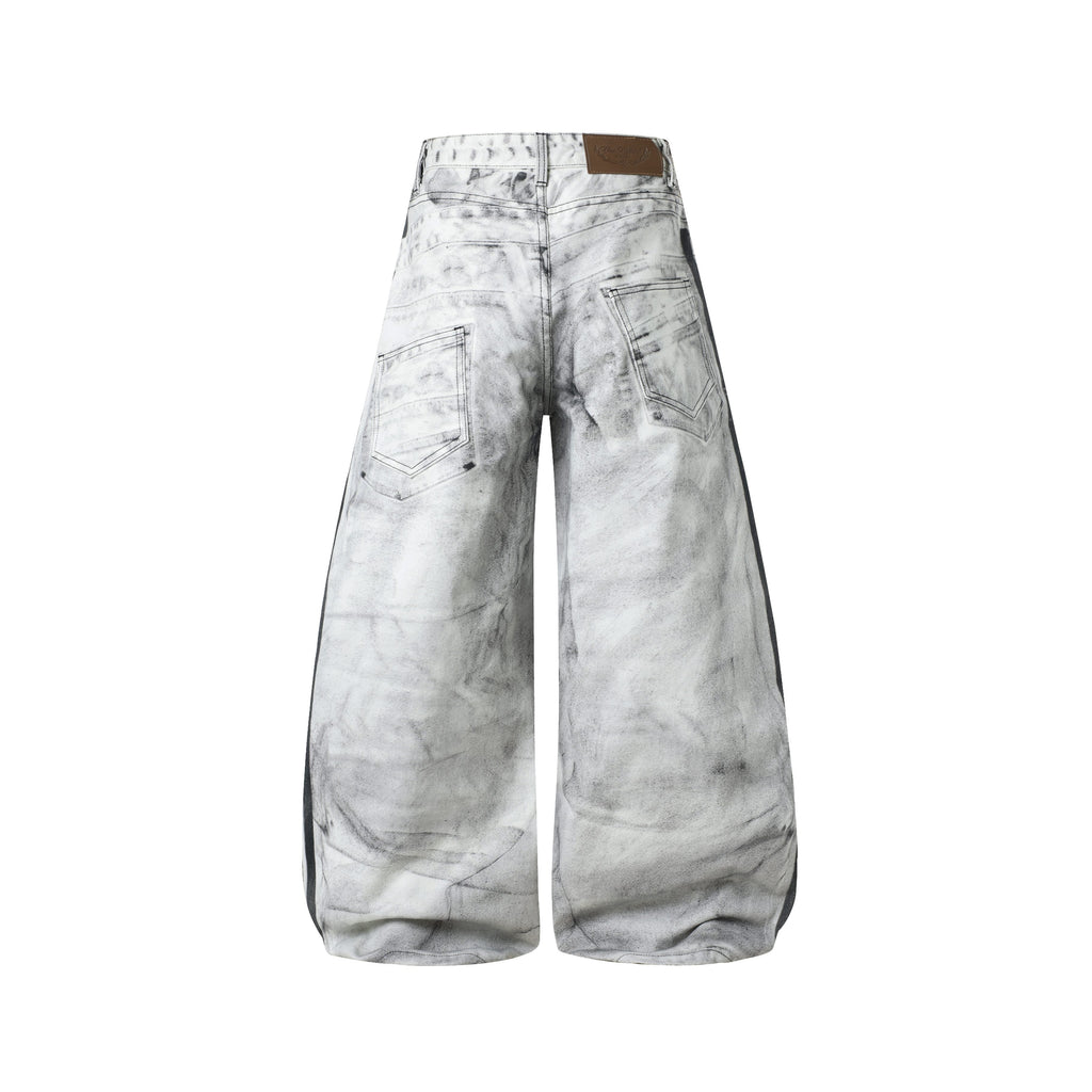 Omirad Distressed Stripe Wide-Leg Jeans