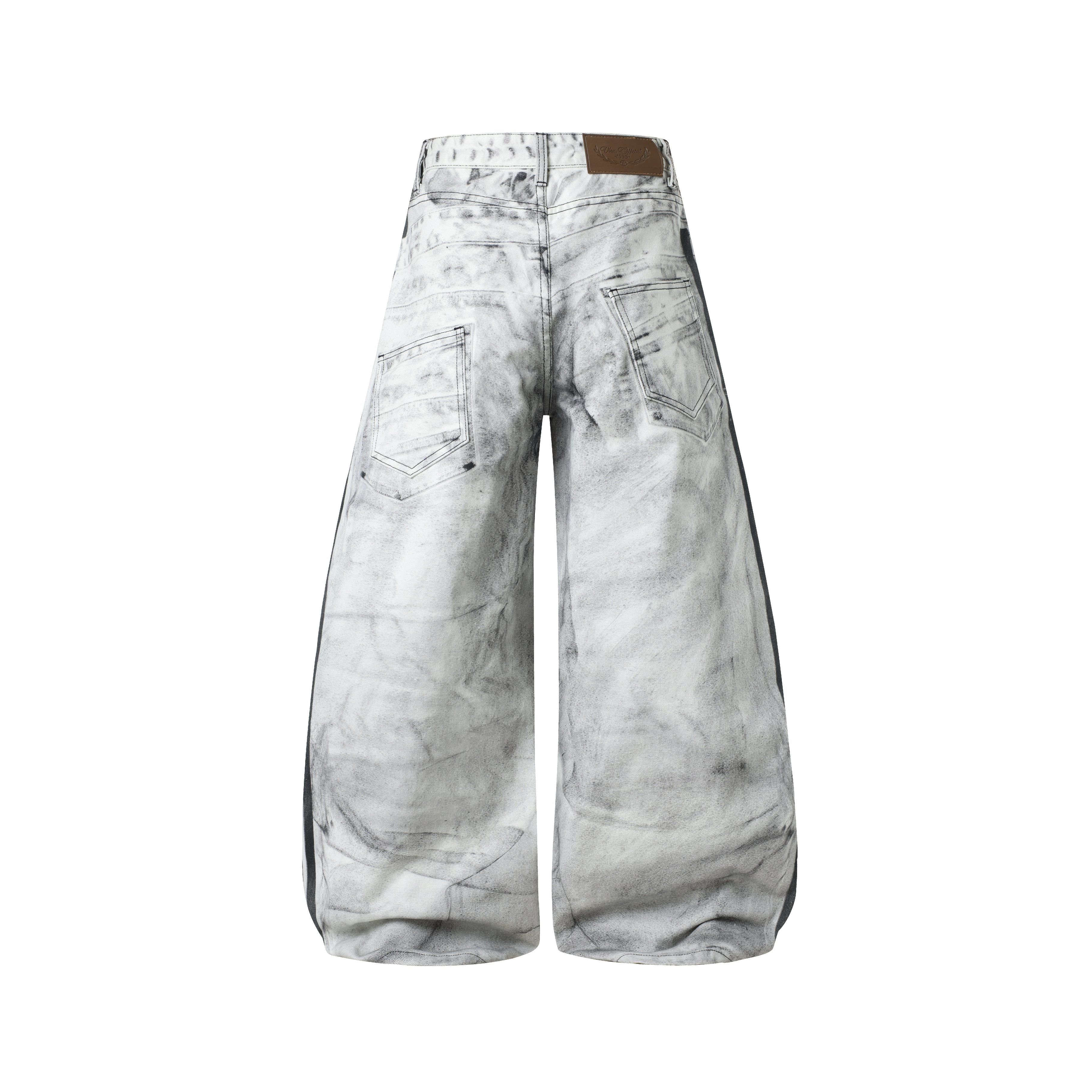 Omirad Distressed Stripe Wide-Leg Jeans