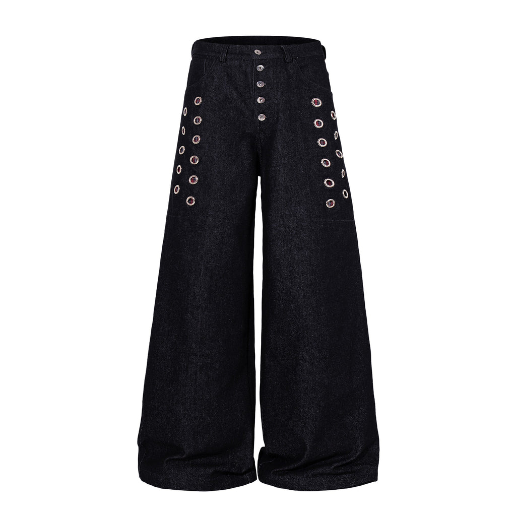 Omirad Eyelet Wide-Leg Jeans