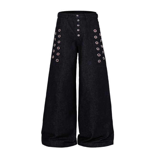 Omirad Eyelet Wide-Leg Jeans Main Image