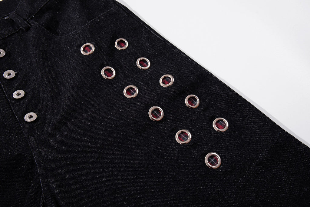 Omirad Eyelet Wide-Leg Jeans