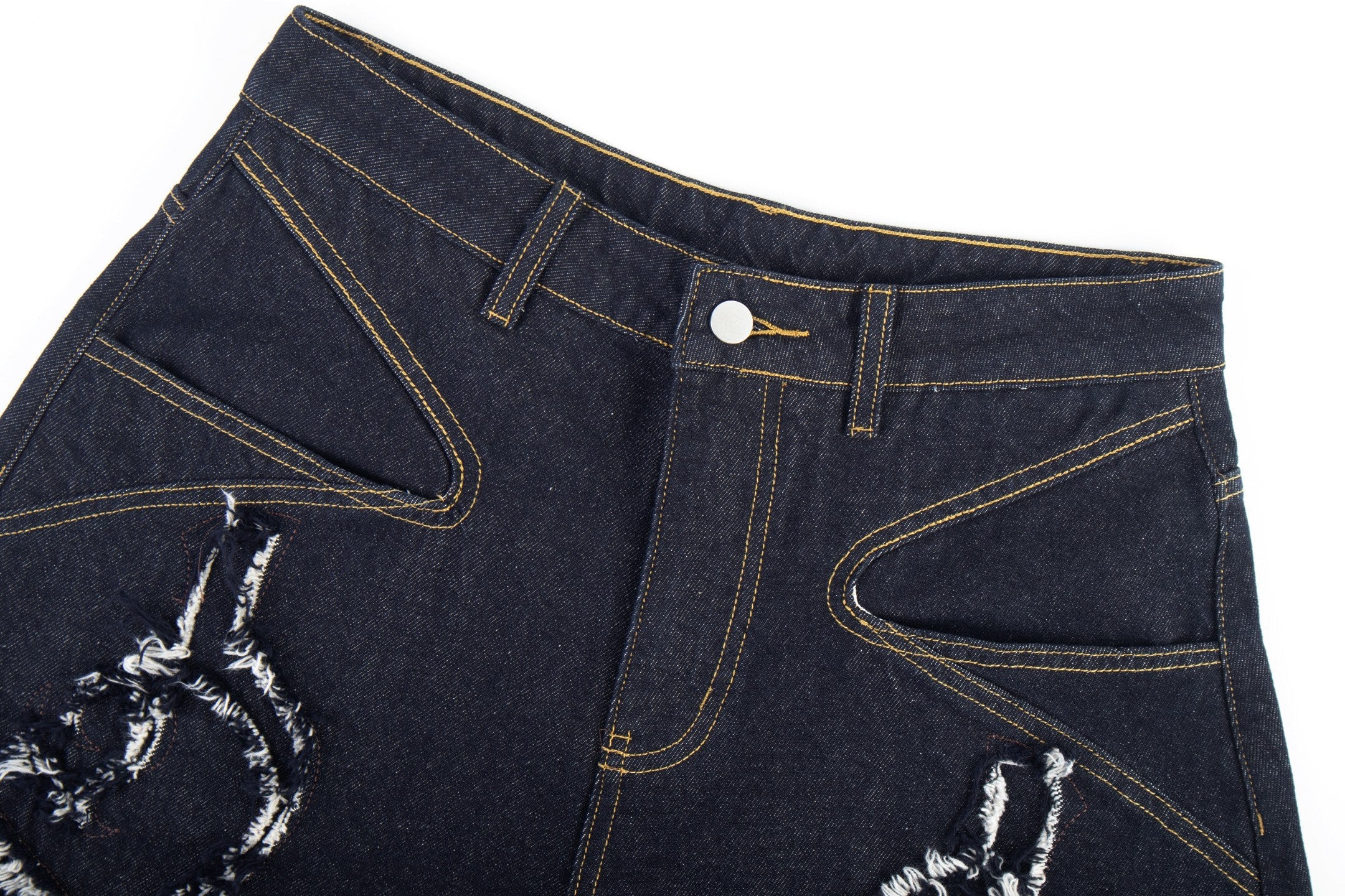 Omirad Distressed Flame Stitch Baggy Jeans