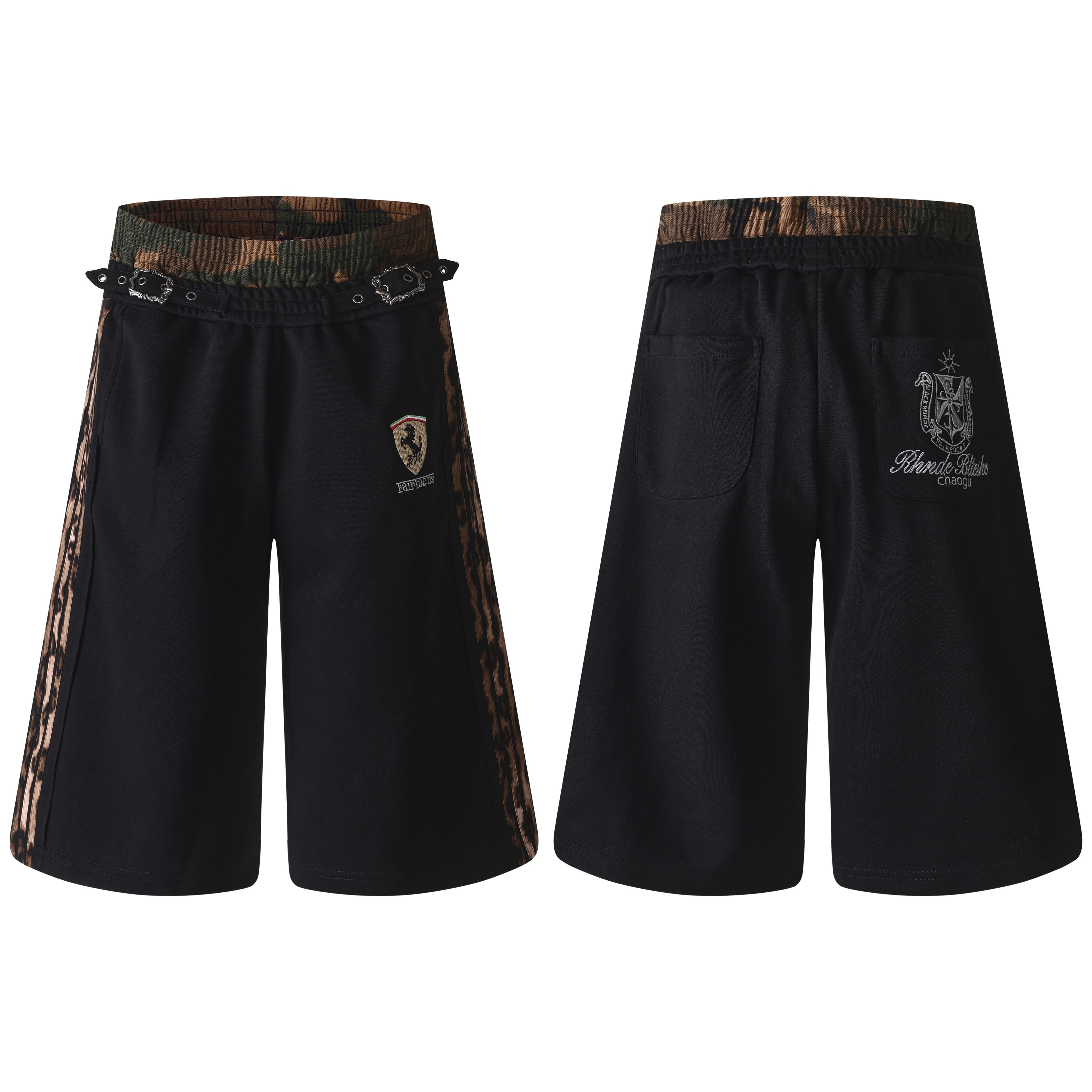Omirad Leopard Trim Wide Shorts
