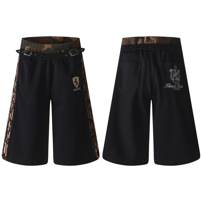 Omirad Leopard Trim Wide Shorts Hover Image