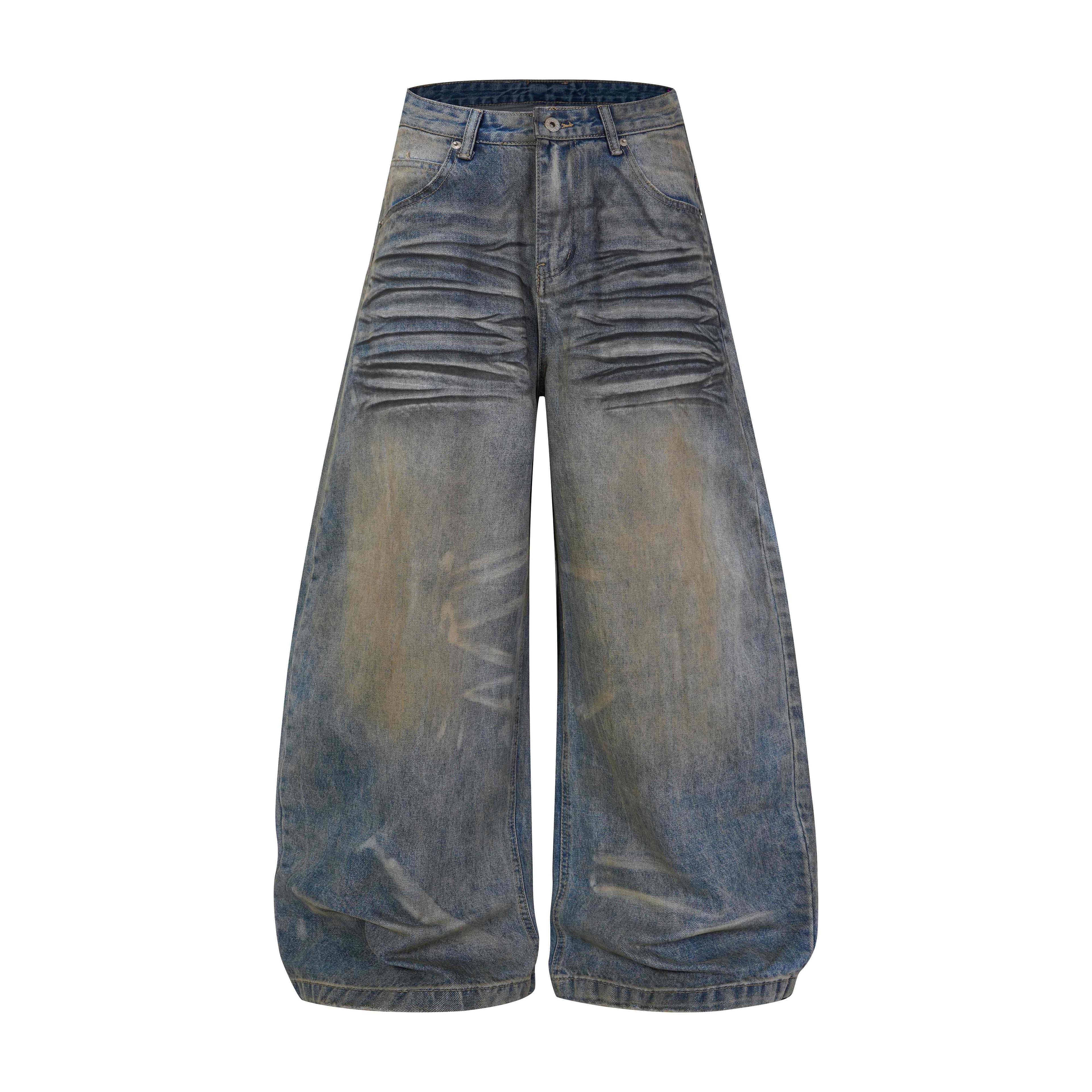 Omirad Vintage Whiskered Wide-Leg Jeans