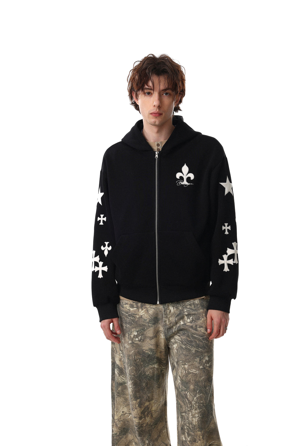 Omirad Cross Emblem Zip Hoodie