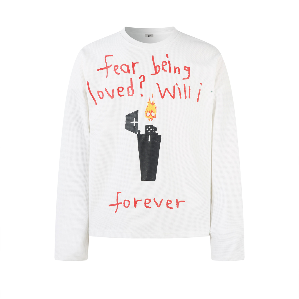 Omirad Flame Doodle Emotional Graphic Long Sleeve Tee