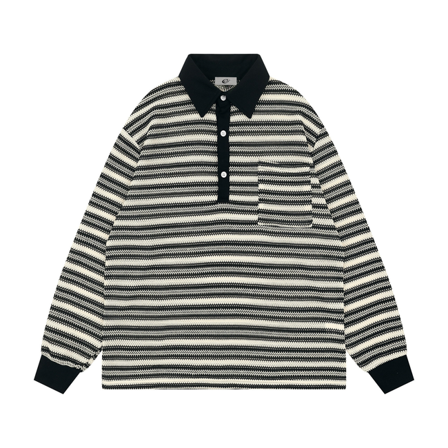 Omirad Striped Knit Long-Sleeve Polo Main Image
