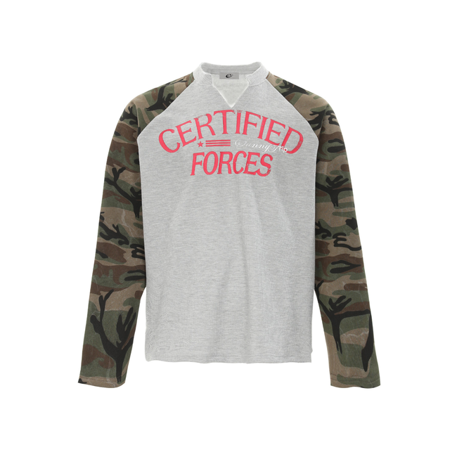 Omirad Camo-Sleeve Varsity Graphic Long-Sleeve Tee Main Image