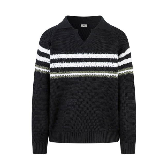 Omirad Striped Knit Polo Sweater Main Image