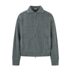 Omirad Cable Knit Zip-Up Sweater Jacket