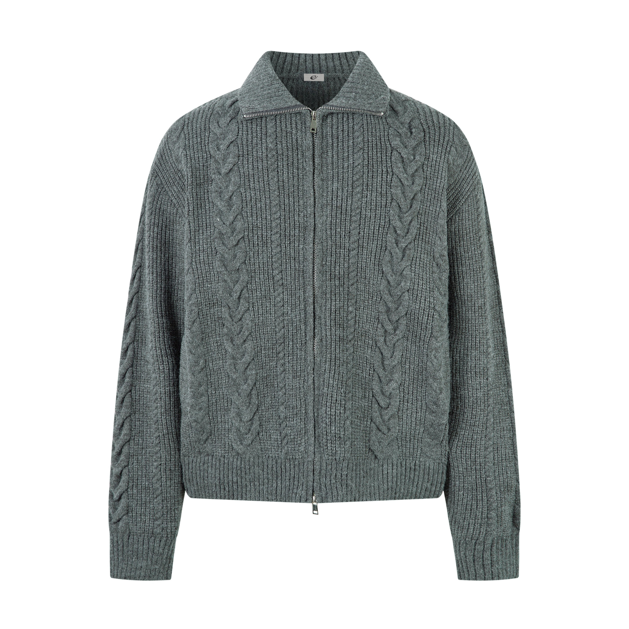 Omirad Cable Knit Zip-Up Sweater Jacket