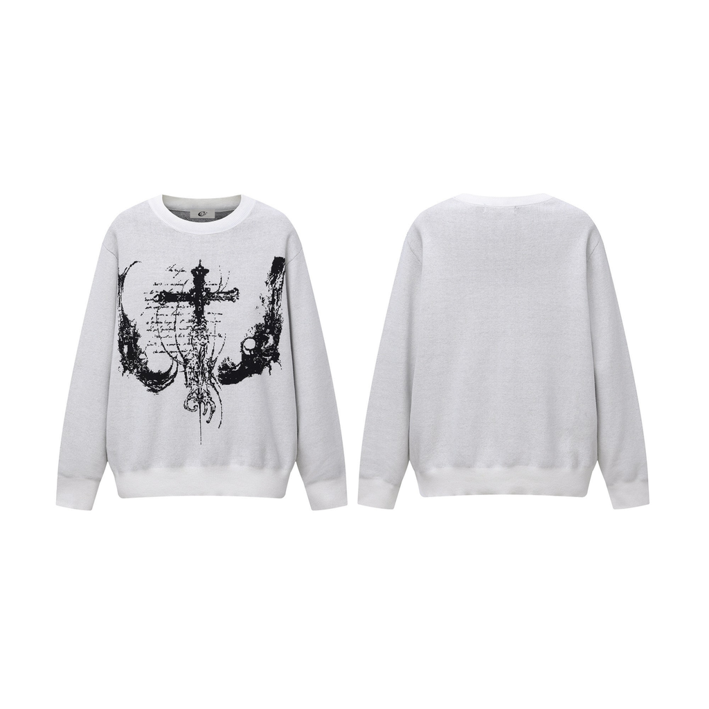 Omirad Gothic Cross Knit Sweater