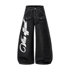 Omirad Angel Wing Graffiti Wide-Leg Jeans