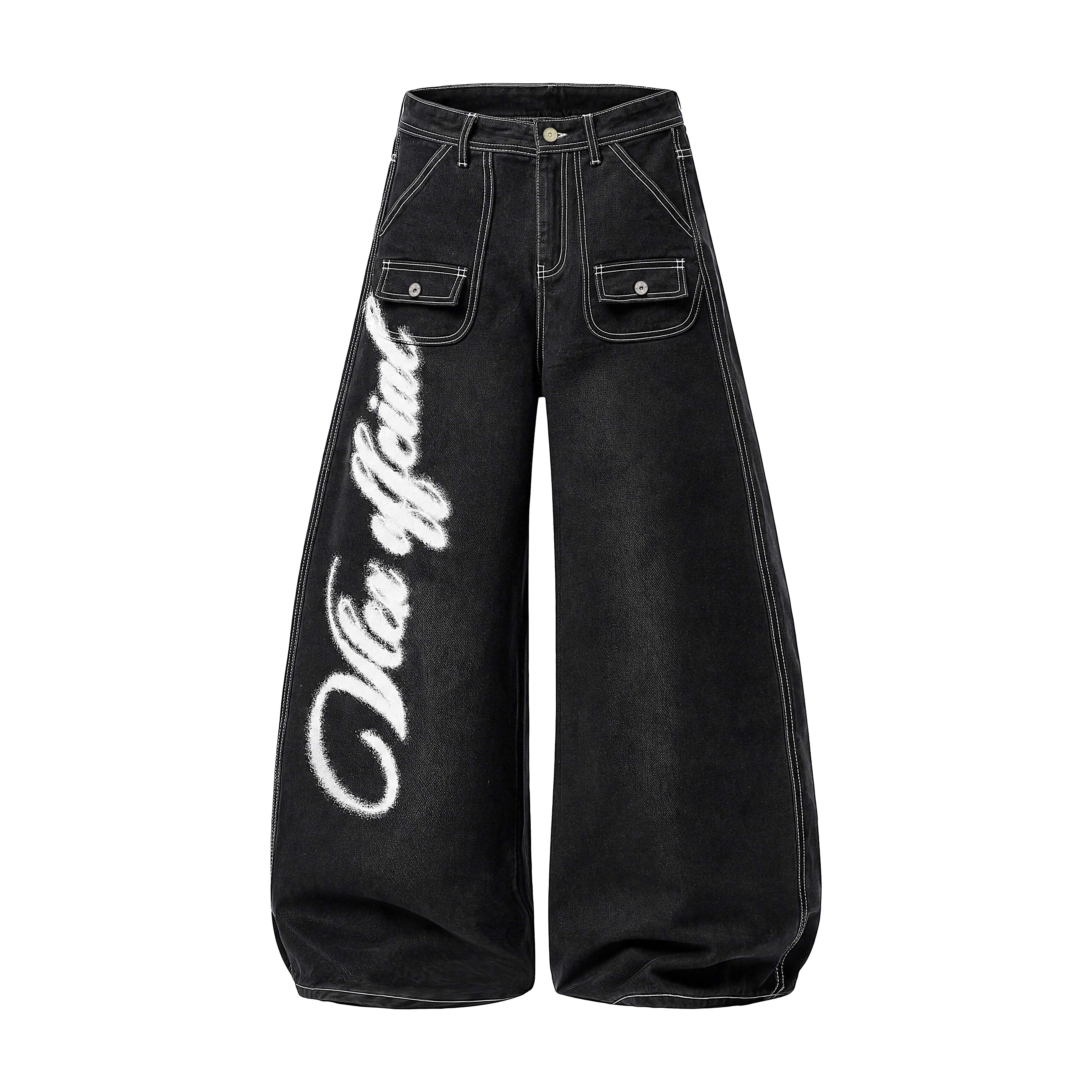 Omirad Angel Wing Graffiti Wide-Leg Jeans