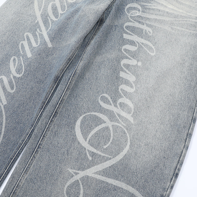 Omirad Script Logo Wide-Leg Jeans