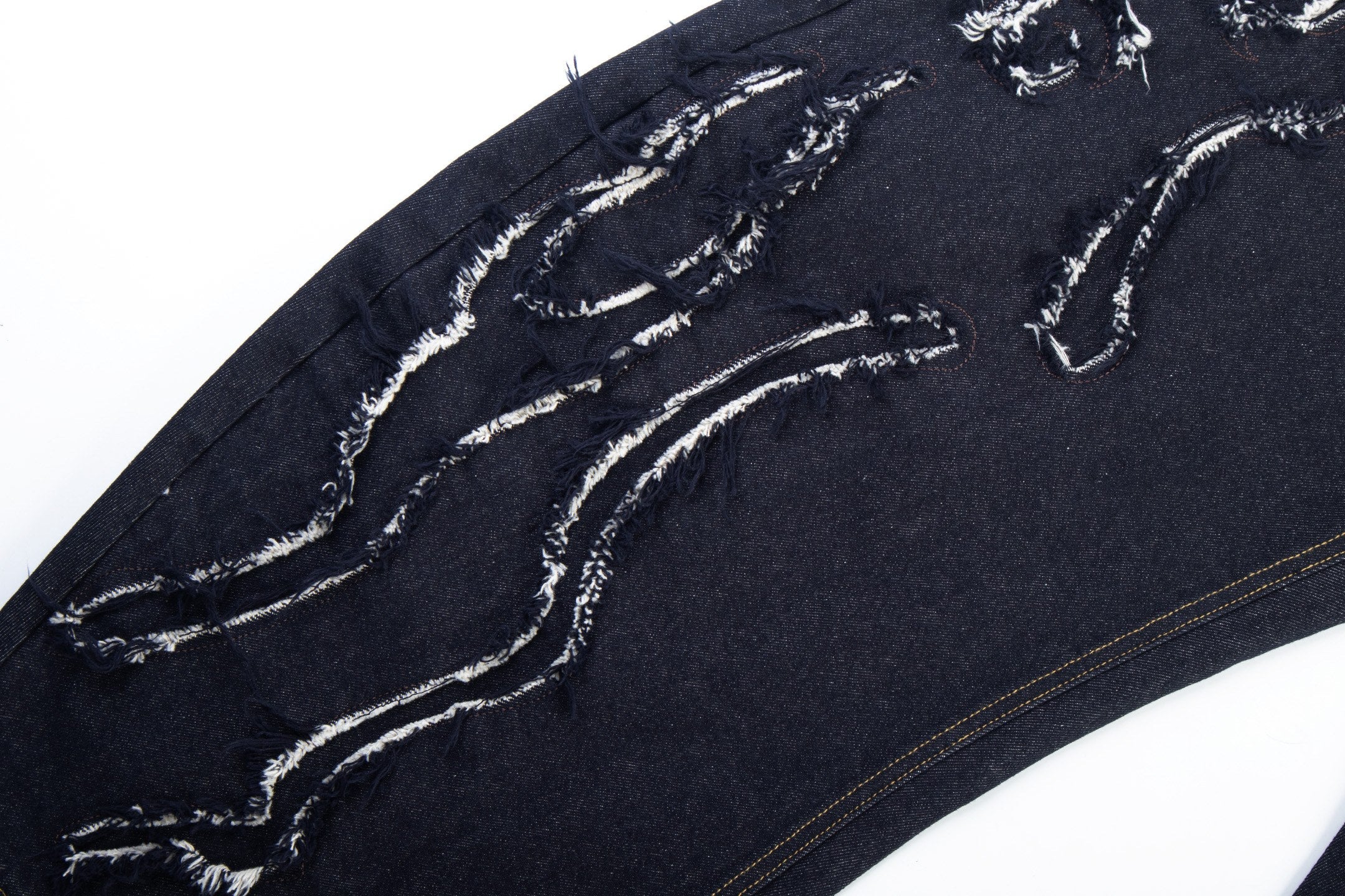 Omirad Distressed Flame Stitch Baggy Jeans
