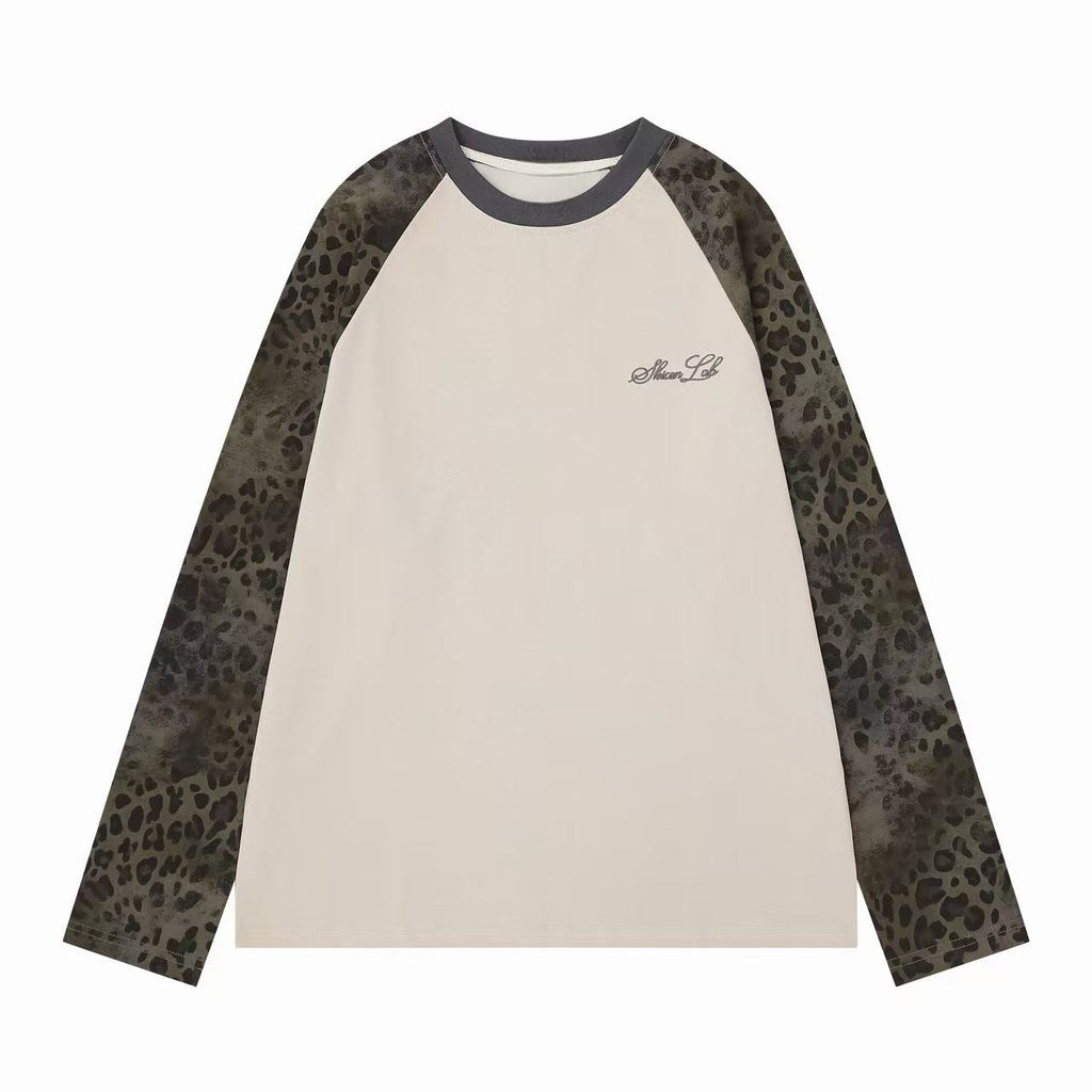 Omirad Leopard Raglan Long Sleeve Tee