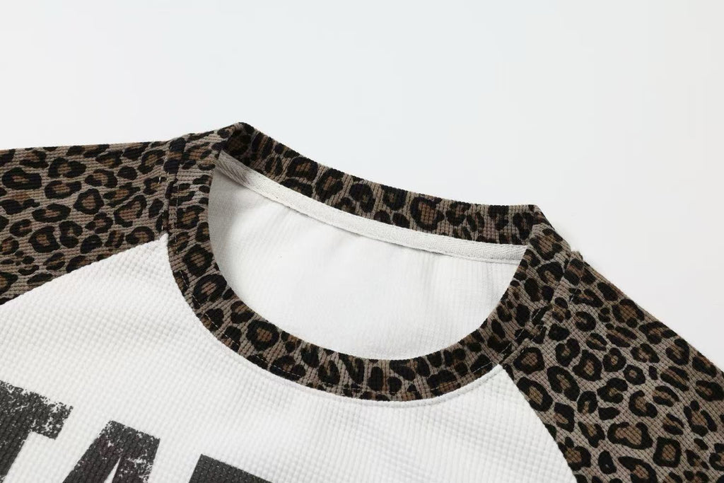 Omirad Leopard Raglan Graphic Long Sleeve Tee