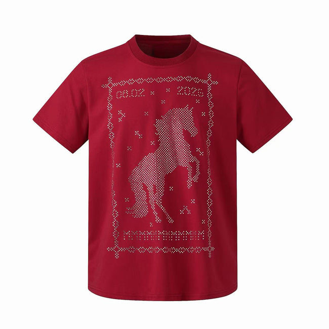 Omirad Rhinestone Horse Graphic T-Shirt Main Image