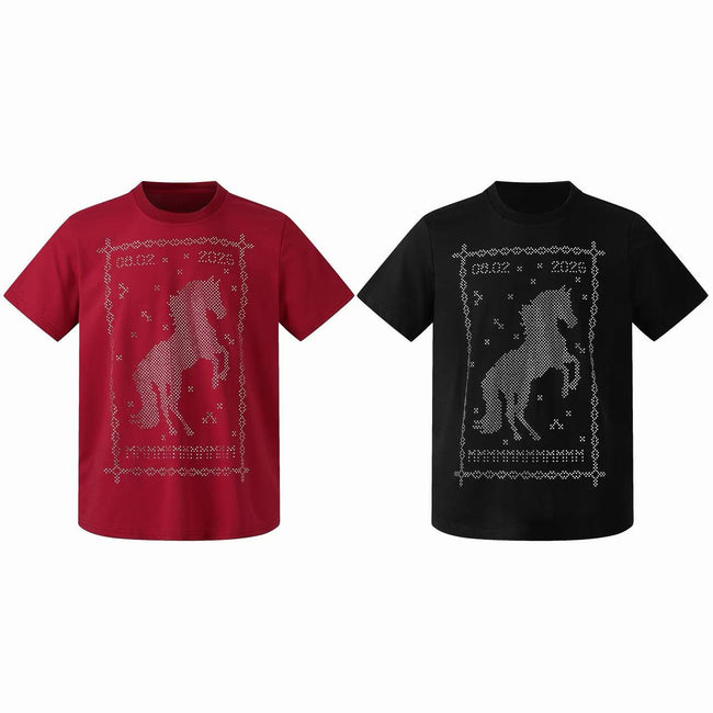Omirad Rhinestone Horse Graphic T-Shirt Hover Image