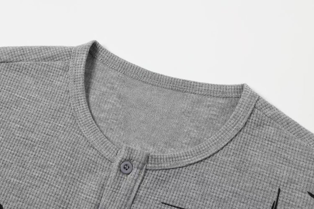 Omirad Cross Graphic Waffle Henley Tee