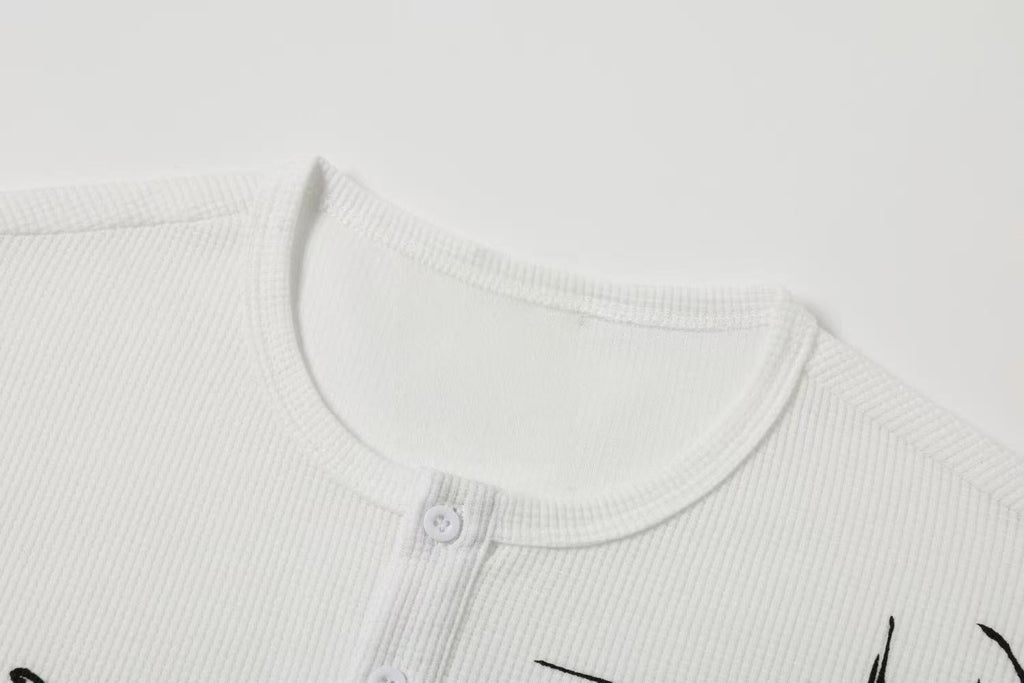 Omirad Cross Graphic Waffle Henley Tee