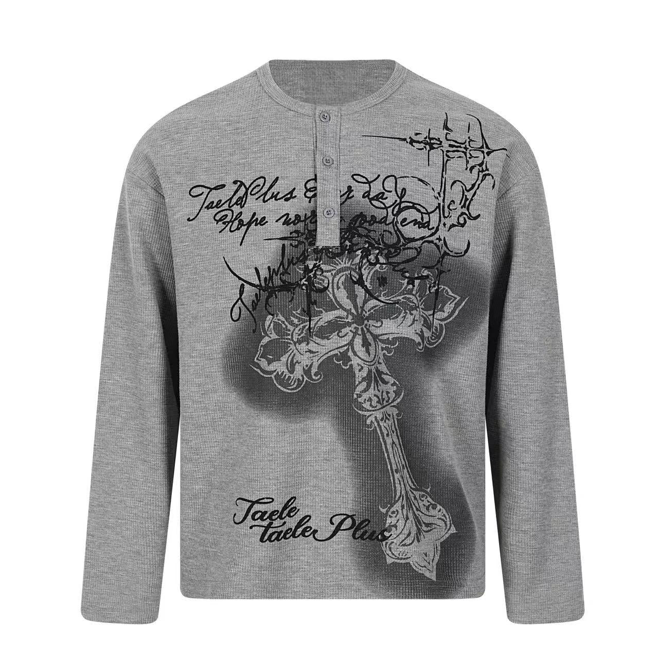 Omirad Cross Graphic Waffle Henley Tee