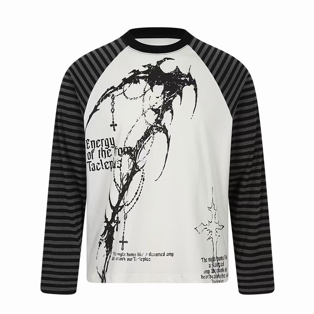 Omirad Gothic Stripe Raglan Long Sleeve Tee