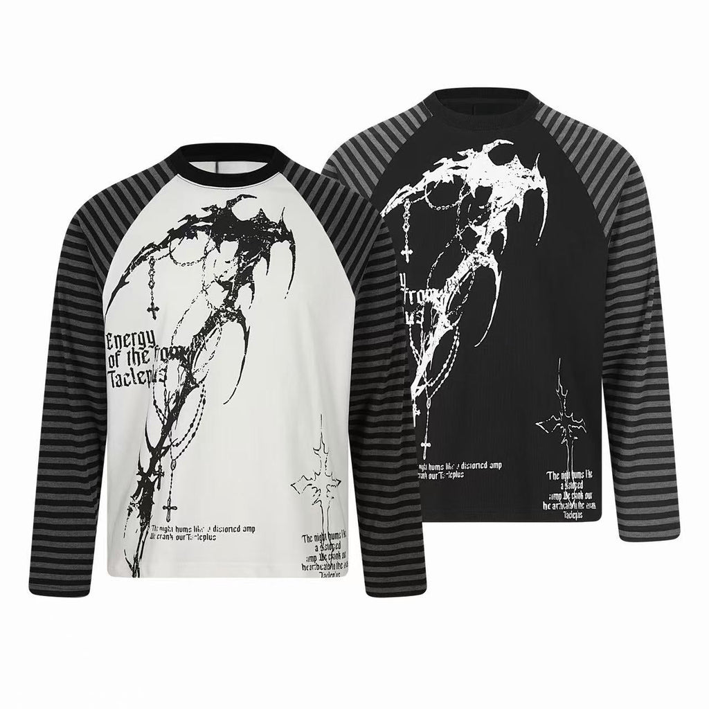 Omirad Gothic Stripe Raglan Long Sleeve Tee