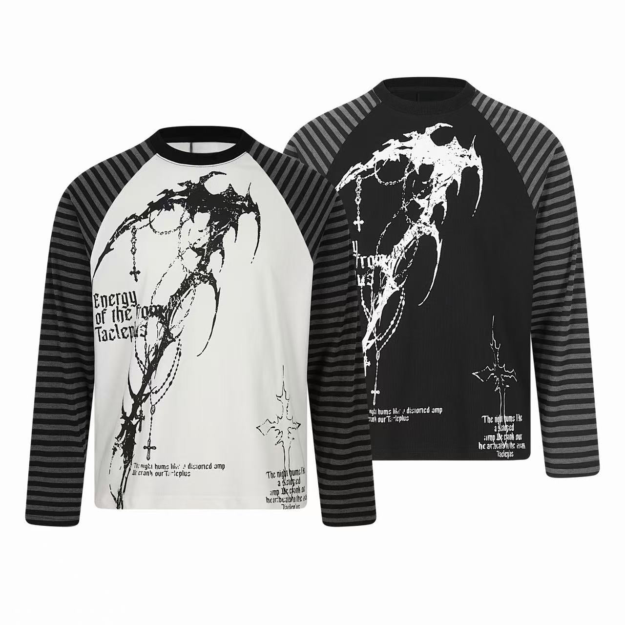 Omirad Gothic Stripe Raglan Long Sleeve Tee