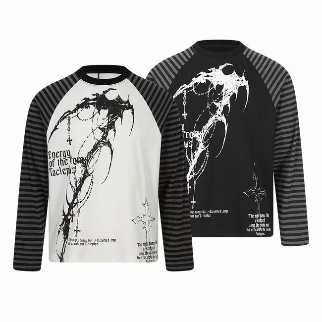 Omirad Gothic Stripe Raglan Long Sleeve Tee Hover Image
