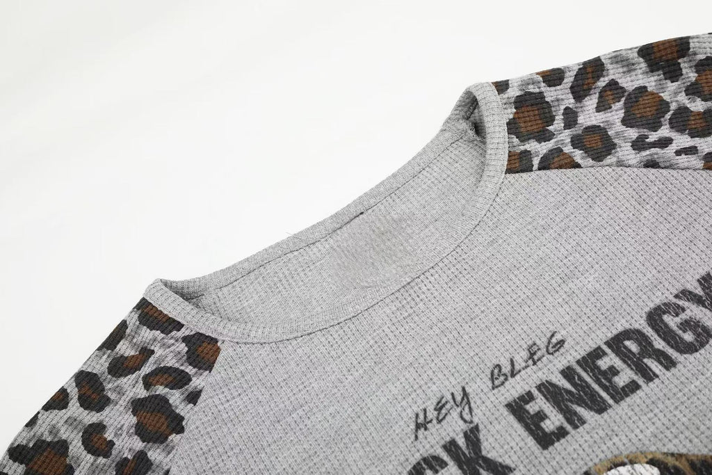 Omirad Leopard Raglan Long Sleeve Tee