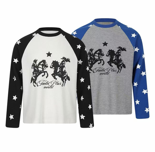 Omirad Star Raglan Waffle Long Sleeve Tee Hover Image