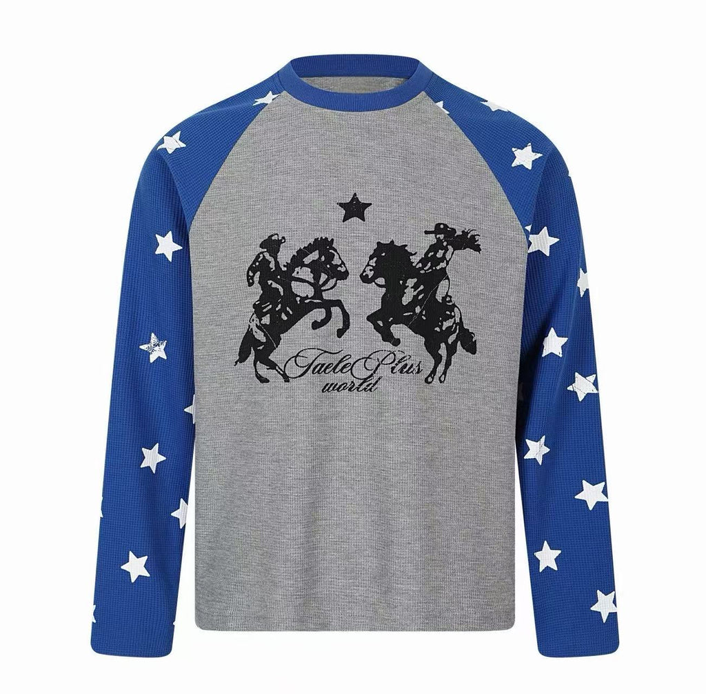 Omirad Star Raglan Waffle Long Sleeve Tee