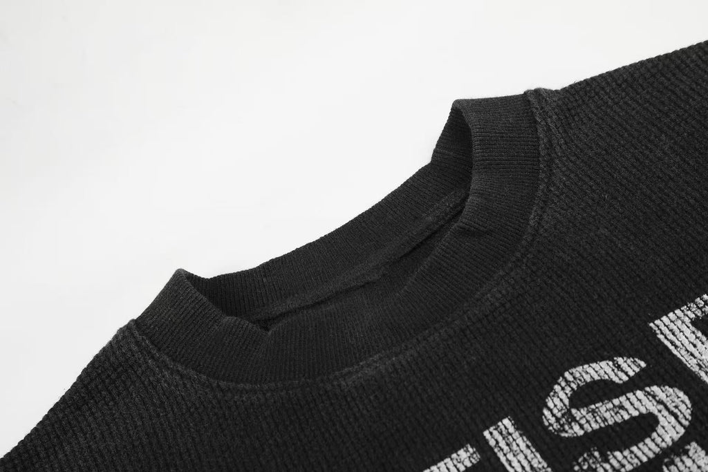 Omirad Waffle Knit Graphic Long Sleeve Tee