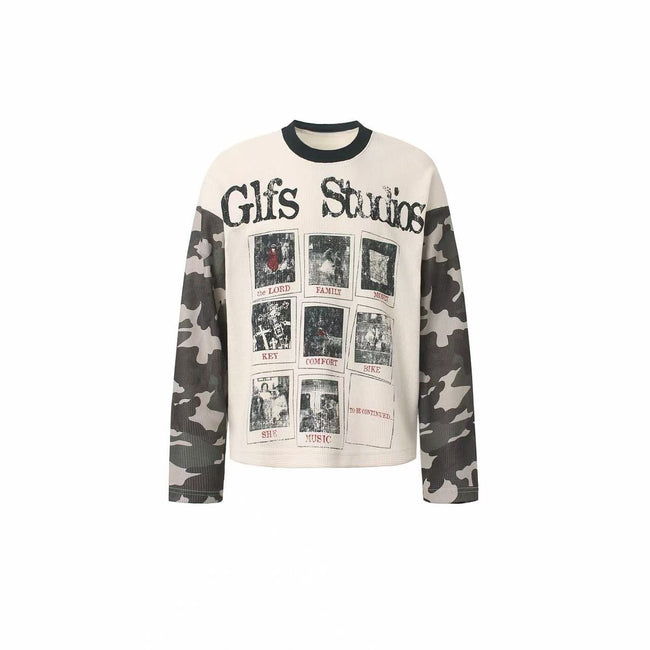 Omirad Camo Sleeve Graphic Waffle Long Sleeve Main Image